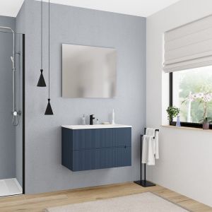 Ceramia 80cm, Nouveau meuble de salle de bain assembl&eacute;, certifi&eacute; FSC, bleu fonc&eacute; (CERAMIA-5DB80)