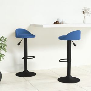 VidaXL Tabourets de bar Velours 2 pcs Bleu - Bleu