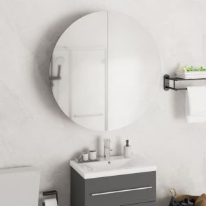 VidaXL Armoire de salle de bain miroir rond et LED Blanc 54x54x17,5 cm