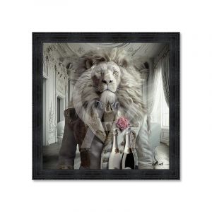 Cadre en bois avec impression en PVC vernis "Lion Luxury" - Noir - 40 x 40 cm - Collection Binet