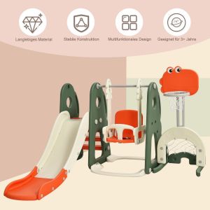 Image de Coast Swingframe Toboggan et balançoire pour enfants 172 x 182 x 108-120 cm orange