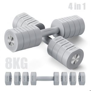 Merach - Haltère Musculation Réglable 4-en-1, Lot de 2 Poids de 1 à 4 kg, à Domicile ou en Salle De Sport, pour Hommes et Femmes, Gris