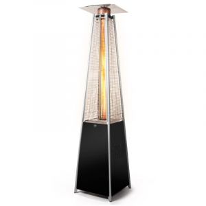 Suinga - Chauffage Gaz Terrasse noir. Ext&eacute;rieur: Jardin, Camping, Barbecue. Radiateur de Conception pyramidale au Propane 13kW. Roues