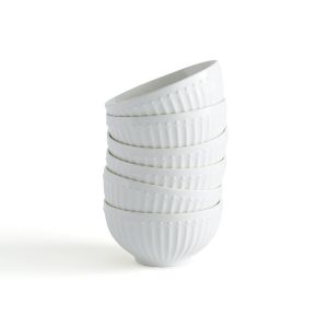 Lot de 6 bols en porcelaine, Jewely Blanc Taille Taille Unique