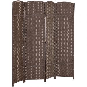 Homcom Paravent intérieur en bois 4 panneaux 180 x 180 cm séparateur de pièce pliable bois marron