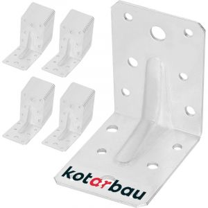 KOTARBAU Lot de 50 Équerres renforcée avec nervure 75 x 75 x 55 Équerre d'assemblage Acier Galvanisée Connecteurs pour le bois Équerre d'angle