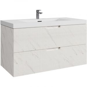Badplaats - Meuble de salle de bains Thermis 100cm - Marbre Blanc
