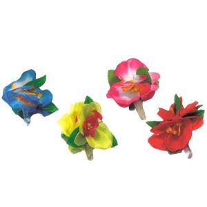 Ruedelafete Barrette fleur Hawaï colorée (x1)