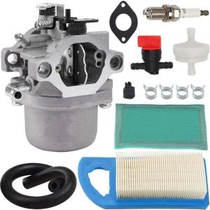 Kit carburateur 590399 pour tracteurs Briggs & Stratton 21A902, 21A977, 21A907, 21A877, 21B902, 21B907, 21D807 avec joint de filtre &agrave; air 794421,