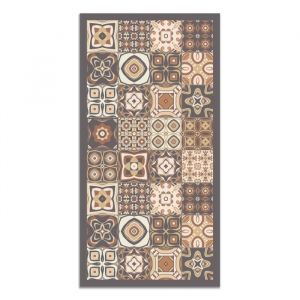 Tapis vinyle carreaux ciments marron 60x250cm