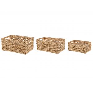 Beliani Lot de 3 paniers en jacinthe d'eau naturels