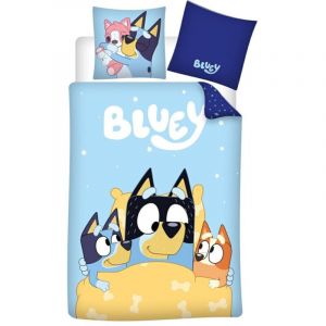 Aymax Parure de lit réversible Bluey et ses amis - 140 cm x 200 cm