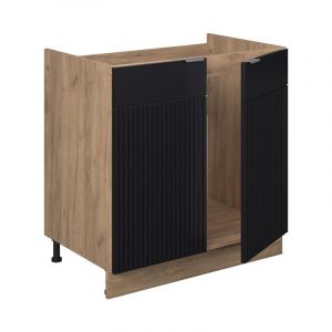 Meuble bas sous-évier Fame-Line, Noir rayé, 80 cm sans plan de travail, Vicco