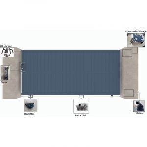 Portail aluminium coulissant C04 Gris 7016 - Largeur entre piliers 3530mm - Hauteur 1800mm