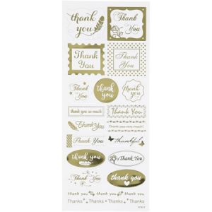 Creotime Stickers fantaisie dorés - Thank you - 19 pcs