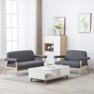 Image de VidaXL Ensemble de canapé pour 5 personnes 2 pcs Tissu Gris foncé