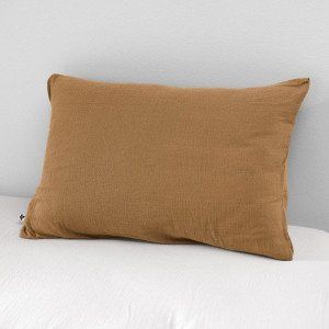 Taie d'oreiller rectangulaire gaze de coton (L70 cm) Gaïa Camel