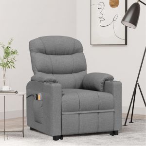 VidaXL Fauteuil &eacute;lectrique de massage Gris clair Tissu - Light grey