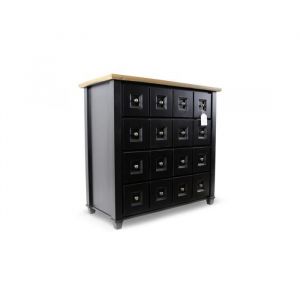 Bahut Grainetier 16 Tiroirs Bois Noir 100x49x95.5cm - Bois-MDF - Décoration d'Autrefois