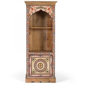 Giner Y Colomer - Bibliothèque en bois de manguier avec détails floraux peints à la main