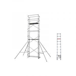 Centaure Echafaudage 2 plateaux - Hauteur travail 6.50m + Echelle télescopique - 236705/BFE-290