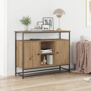 VidaXL Buffet Artisan Chêne 100x35x80 cm Bois composite et Acier