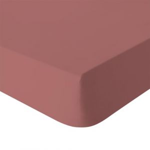 Essix Drap Housse uni en Percale de Coton lavée, Delicate, 180 x 200 cm, Rose Foncé