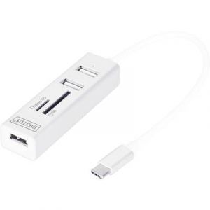 Digitus DA-70243 3 ports Hub USB 2.0 boîtier en aluminium, avec