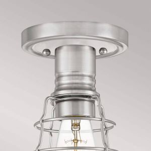Quoizel Mixon de lampe à plafond E27 40W Steel Nickel brossé l: 13,5 cm b: 14,5 cm Ø14,5 cm