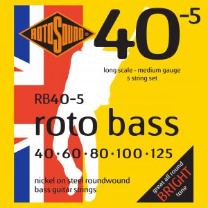 Rotosound Cordes de basse RB405 5 cordes 40-125 roto Bass Nickel on acier