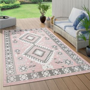 Paco Home Tapis Int&eacute;rieur & Ext&eacute;rieur, Pour Balcon Et Terrasse, Avec Design Oriental, Rose 80x150 cm
