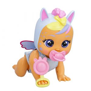 Cry Babies Crawling Jenna, Poupée Interactive Crawling Jenna Gattona Vraiment et joue des sons de bébé réalistes pleure de vraies larmes quand il perd la tétine, jouet filles et enfants +18 mois