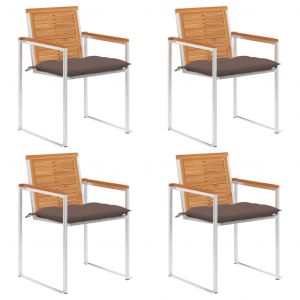 VidaXL Chaises de jardin 4 pcs avec coussins Bois d'acacia massif - Taupe