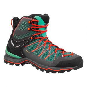Salewa WS Mountain Trainer Lite Mid Gore-TEX, Chaussures de Randonnée Hautes Femme, Feld Green/Fluo Coral 5585, 38.5 EU