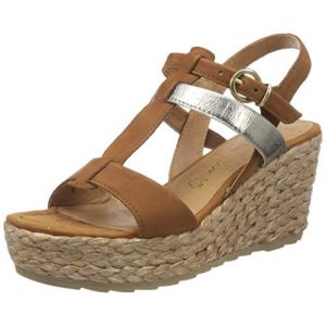 Marco Tozzi 2-2-28399-26 Leder Keilsandale, Sandale cale Femme, Cognac Comb, 38 EU