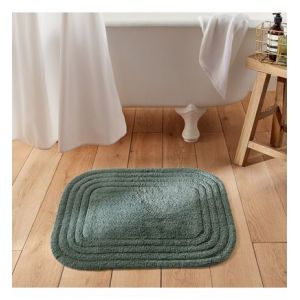 Tapis de bain coton recyclé tufté, Romane Vert Couleur Vert Taille 60 x 100 cm