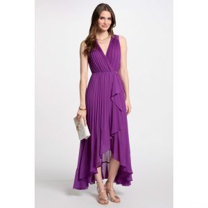 Morgan Robe longue fluide plissée violet femme - Taille 38