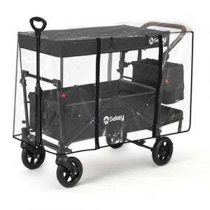 Sekey Housse de Pluie pour Chariot de Transport Pliable avec Toit, Accessoires de Chariot pour Enfant, Housse de Pluie en matériau EVA de qualité supérieure, 110 x 60 x 75 cm 【Chariot Non Inclus】