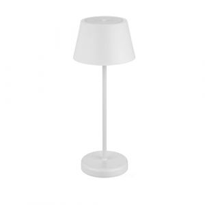 Rev Lampe de table LED sans fil 38 cm 2 W avec variateur tactile et batterie Li-ion de 4000 mAh (environ 7 heures d'autonomie) - Lampe de table blanche en plastique IP44 pour l'int&eacute;rieur et