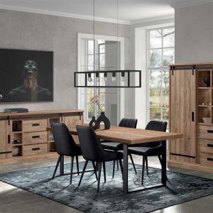Ensemble S&eacute;jour Industriel Complet avec Table 230cm Pi&egrave;tement U - CEDRA - ALTOBUY