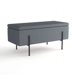 Image de Potiron Banquette-coffre gris foncé en bois, métal et tissu