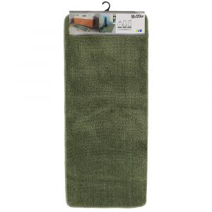 Tendance Grand Tapis de salle de bain Double Vasque en microfibre Vert Kaki 50 x 120 cm
