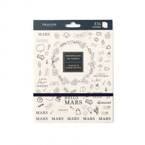 Draeger Carnet De Stickers D'Organisation Noir & Blanc Home Office - 12 feuilles