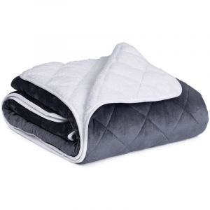 Idmarket Couverture lestée 150x200 cm celeste biface polaire gris et blanc 7 kg