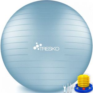 TRESKO Ballon Fitness Yoga Balle d’Exercice Antidérapant Balle Gymnastique avec Pompe 300 kg avec pompe à air Noir 55cm
