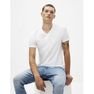 Image de Celio T-shirt col V coton Supima Optical white - Taille S