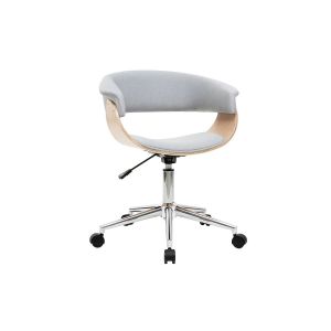 Miliboo Fauteuil de bureau design tissu gris et bois clair OKTAV