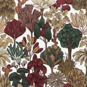 Papier peint nature Profhome 377577 papier peint intiss&eacute; lisse avec des ornements floraux mat rouge beige brun vert 5,33 m2 rouge