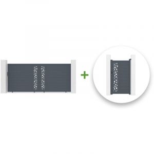 Casanoov - Pack portail coulissant sunny 400x180cm + Portillon sunny 100x180cm Gris