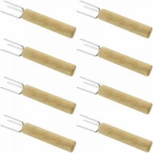 Brochettes de Maïs Lot de 8 Fourchette à Maïs avec 3 Dents en Acier Inoxydable Fourchettes à Fruit pour la Cuisine à la Maison Barbecue Accessory